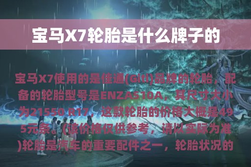 宝马X7轮胎是什么牌子的