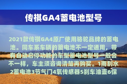 传祺GA4蓄电池型号