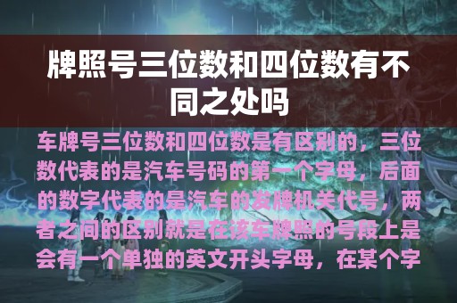 牌照号三位数和四位数有不同之处吗