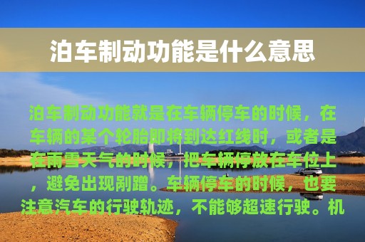 泊车制动功能是什么意思