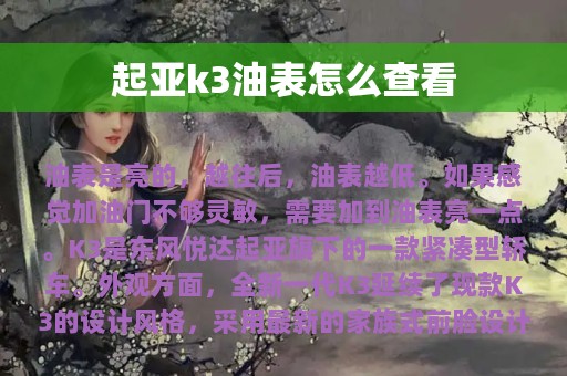 起亚k3油表怎么查看