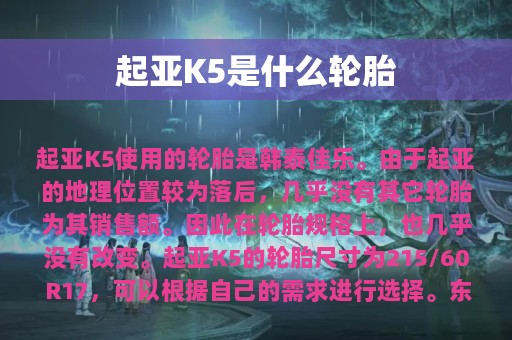 起亚K5是什么轮胎