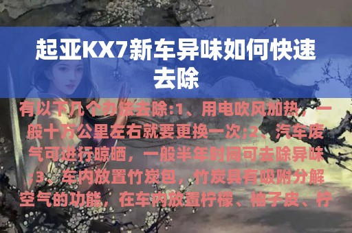 起亚KX7新车异味如何快速去除