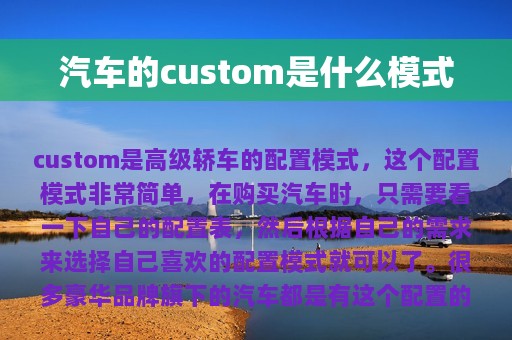 汽车的custom是什么模式