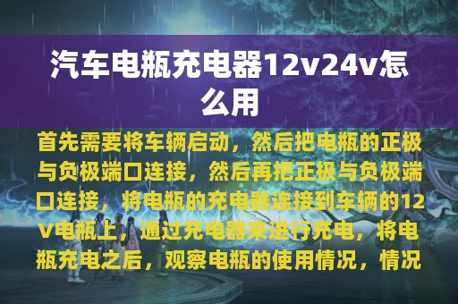 汽车电瓶充电器12v24v怎么用