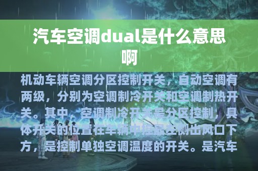 汽车空调dual是什么意思啊