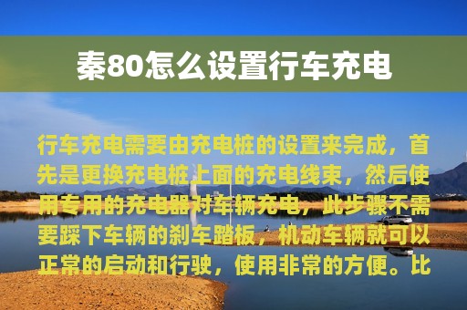 秦80怎么设置行车充电