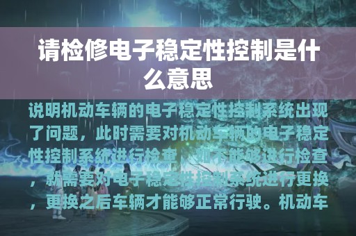 请检修电子稳定性控制是什么意思