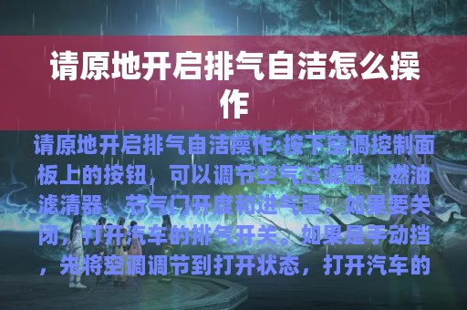 请原地开启排气自洁怎么操作