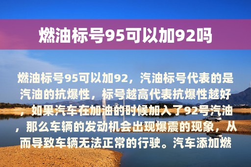 燃油标号95可以加92吗