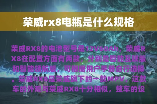 荣威rx8电瓶是什么规格