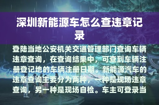 深圳新能源车怎么查违章记录