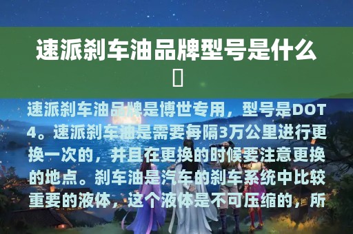 速派刹车油品牌型号是什么​