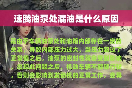 速腾油泵处漏油是什么原因