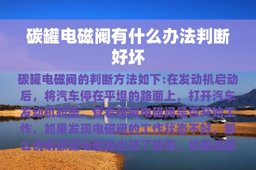 碳罐电磁阀有什么办法判断好坏