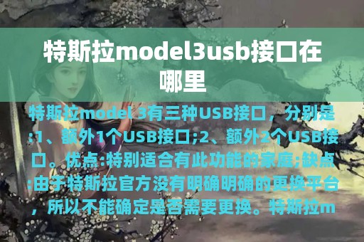 特斯拉model3usb接口在哪里