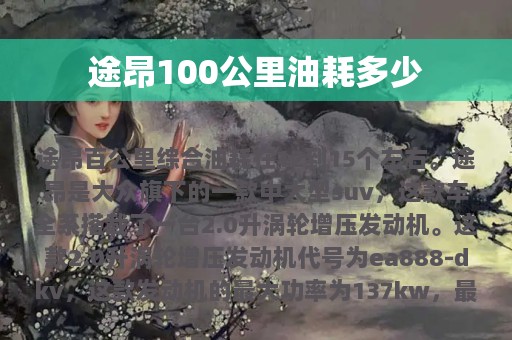 途昂100公里油耗多少