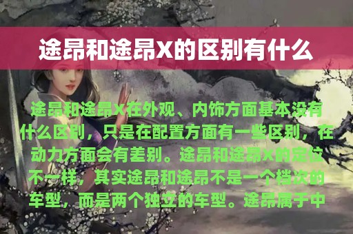 途昂和途昂X的区别有什么