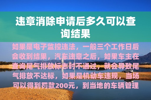 违章消除申请后多久可以查询结果