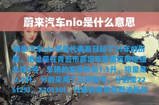 蔚来汽车nio是什么意思