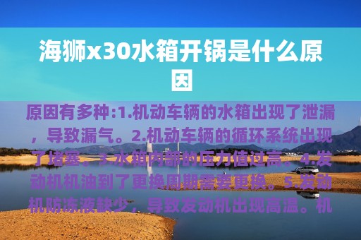 海狮x30水箱开锅是什么原因