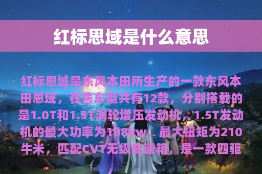 红标思域是什么意思