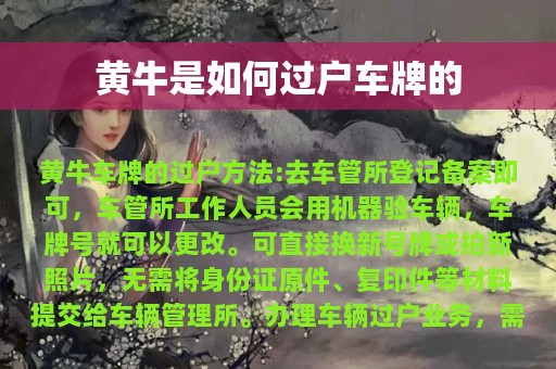 黄牛是如何过户车牌的