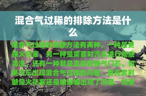 混合气过稀的排除方法是什么