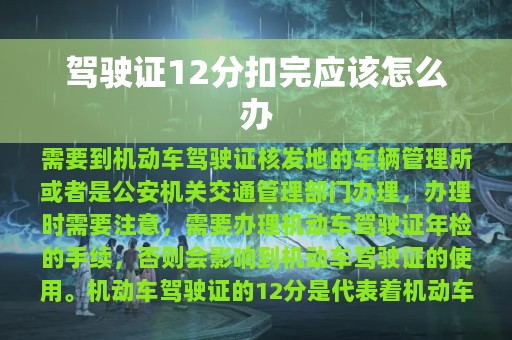 驾驶证12分扣完应该怎么办