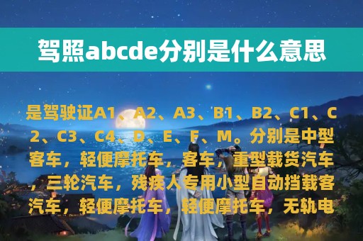 驾照abcde分别是什么意思