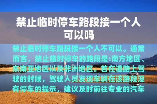 禁止临时停车路段接一个人可以吗