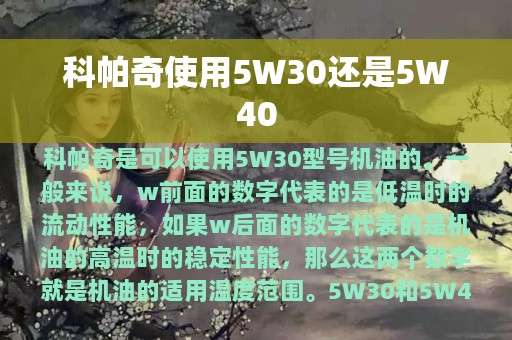 科帕奇使用5W30还是5W40