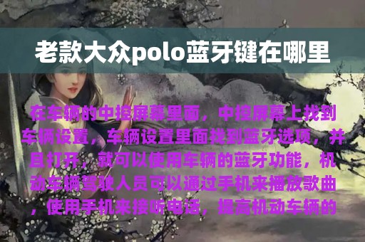 老款大众polo蓝牙键在哪里