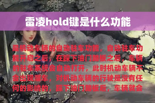 雷凌hold键是什么功能