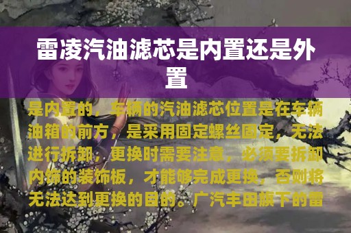 雷凌汽油滤芯是内置还是外置