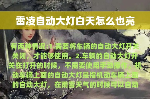 雷凌自动大灯白天怎么也亮