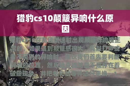 猎豹cs10颠簸异响什么原因