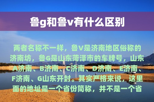 鲁g和鲁v有什么区别