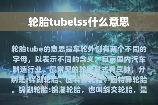 轮胎tubelss什么意思