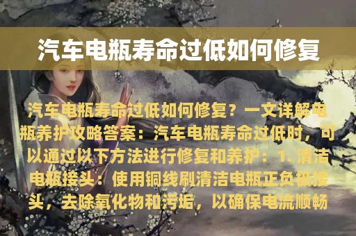 汽车电瓶寿命过低如何修复