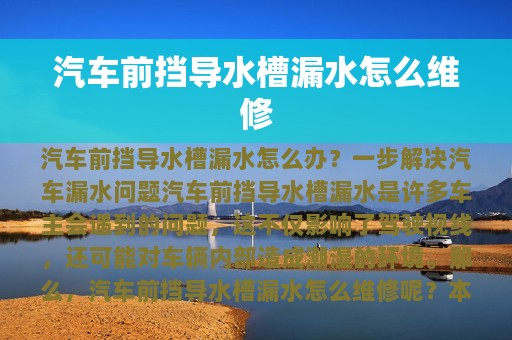 汽车前挡导水槽漏水怎么维修