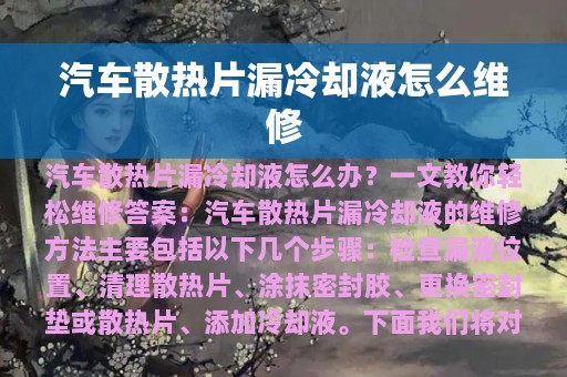 汽车散热片漏冷却液怎么维修