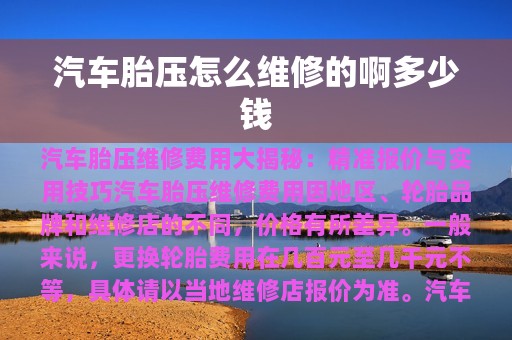 汽车胎压怎么维修的啊多少钱