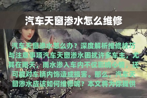 汽车天窗渗水怎么维修