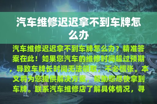 汽车维修迟迟拿不到车牌怎么办