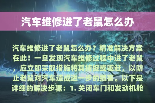 汽车维修进了老鼠怎么办