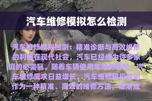 汽车维修模拟怎么检测