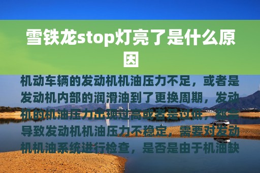 雪铁龙stop灯亮了是什么原因