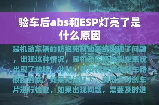 验车后abs和ESP灯亮了是什么原因