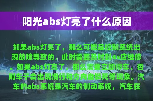 阳光abs灯亮了什么原因